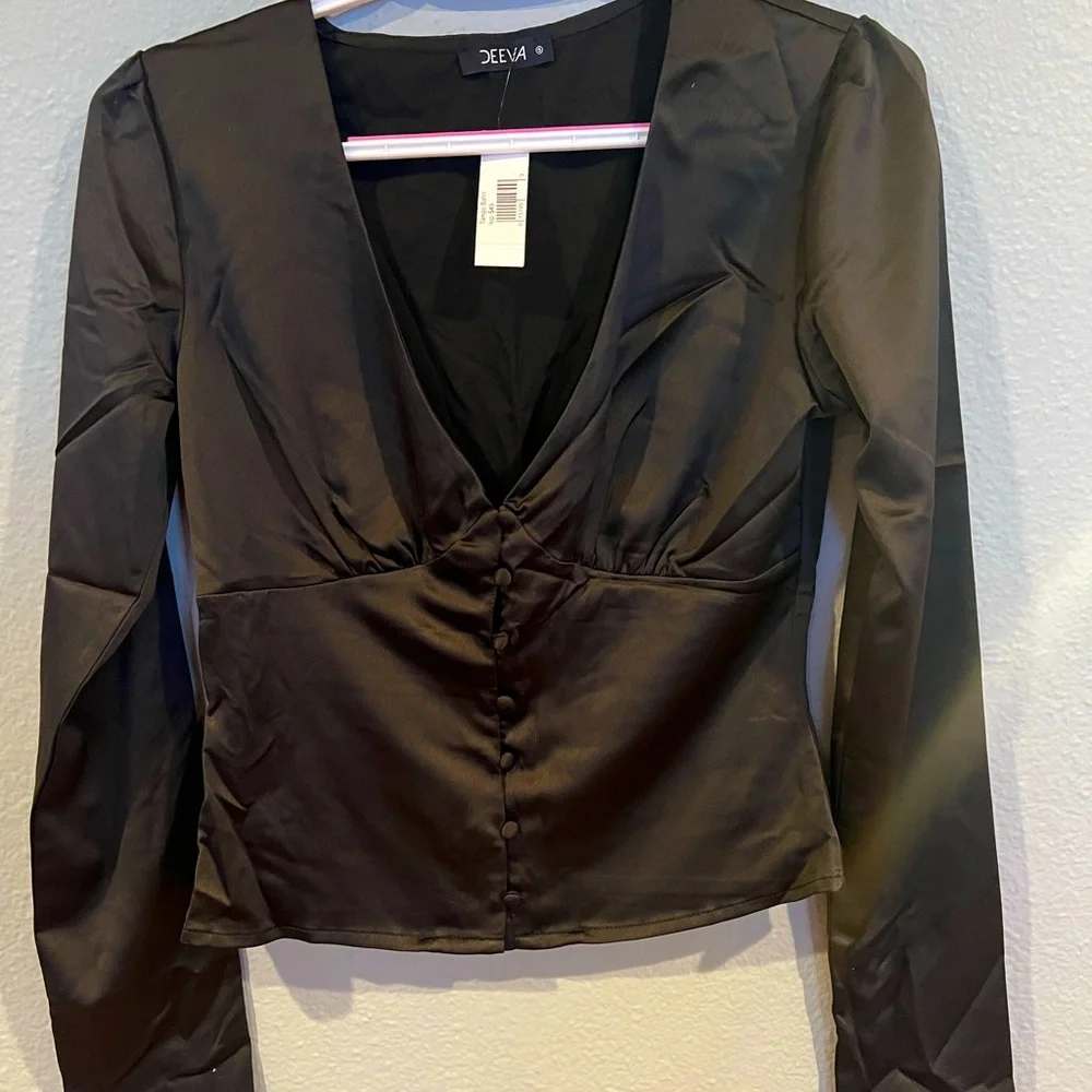Women Tango Satin Long Sleeve Top - Picture 1 of 3